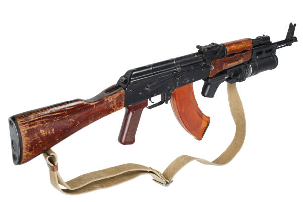 istock AK - 47 with underbarrel grenade launcher on white 888425494