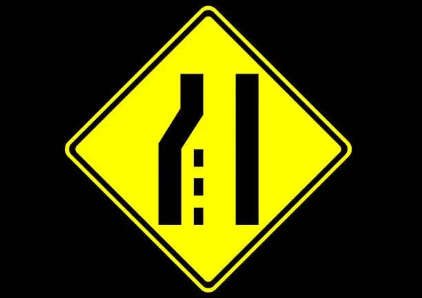 Vector illustration of left lane ends information traffic