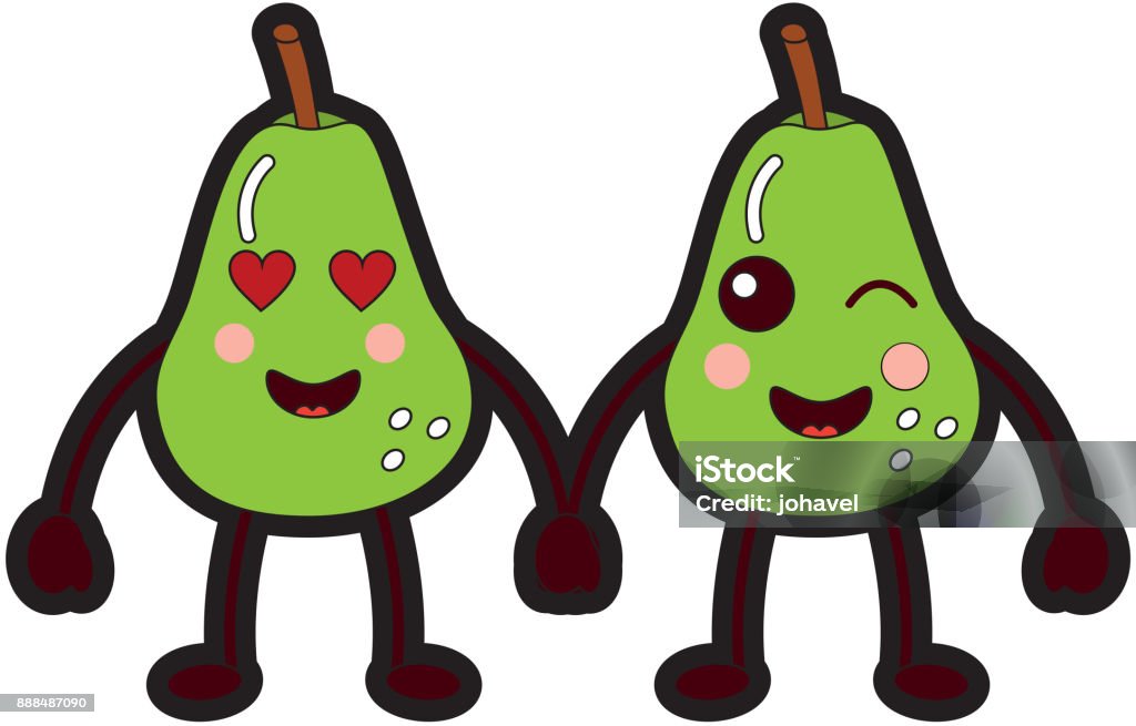 Vetores de Amigos De Personagem Kawaii Dois Desenhos Animados Frutas Pera e  mais imagens de Duas pessoas - iStock