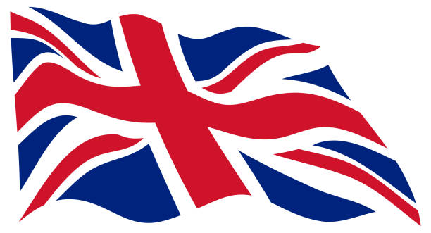 United Kingdom Wavy Flag In The Wind - Vector UK flag blowing in the wind on white background. union jack flag stock illustrations