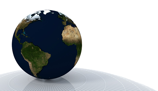Planet Earth globe showing Atlantic Ocean
