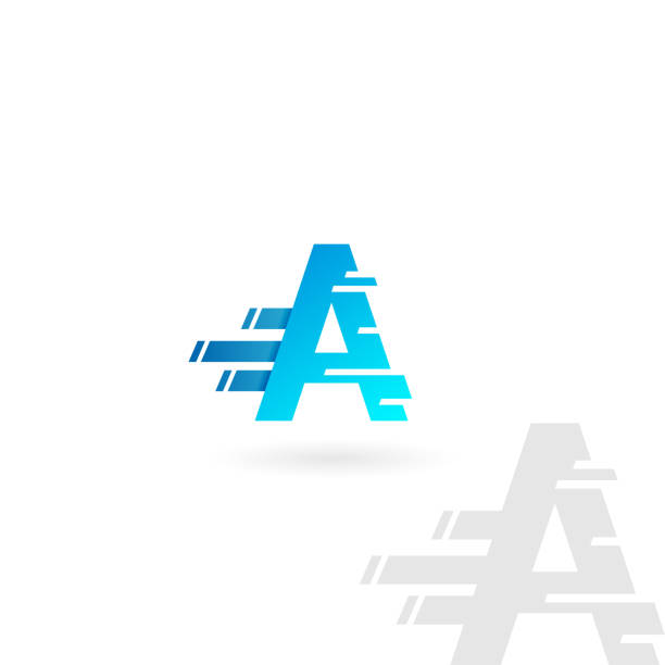 Letter A logo. Blue distorted vector icon. Speed concept font. Letter A logo. Blue distorted vector icon. Speed concept font letter a logo stock illustrations