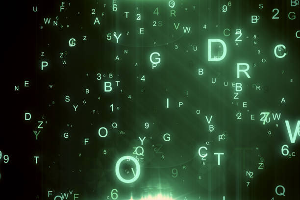 istock Technological background with flying letters and figures 3d illustration 888511790