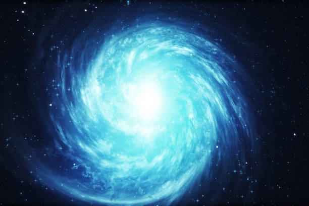 Rotating spiral galaxy with stars in outer space 3d illustration
