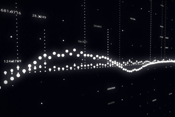 디지털 hud infographic입니다. 비즈니스 주식 시장 차트 그리고 따옴표입니다. 디지털 파형 이퀄라이저입니다. 좋은 뉴스 소개 및 비즈니스 오프너입니다. 3 차원 일러스트 레이 션 - oscillogram 뉴스 사진 이미지