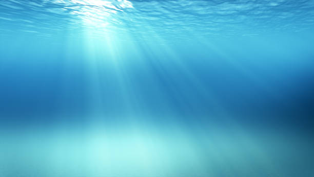 3 d イラストの水中シーン空気泡と輝く太陽 - underwater ストックフォトと画像