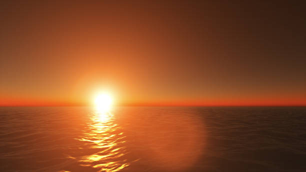 istock Beautiful sunset, amazing colors, light beam shining through the cloud 3d illustration 888515138