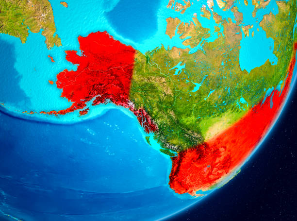 istock Orbit view of USA in red 888526390