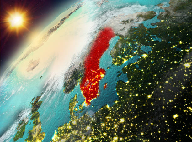 istock Sweden on planet Earth in sunset 888529178