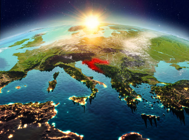 istock Croatia from space in sunrise 888533468