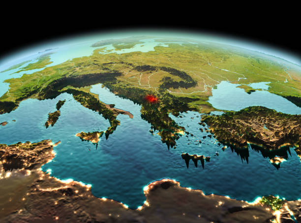 istock Kosovo on planet Earth in space 888534808