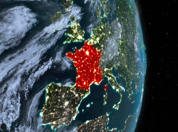 istock Night over France on Earth 888540694