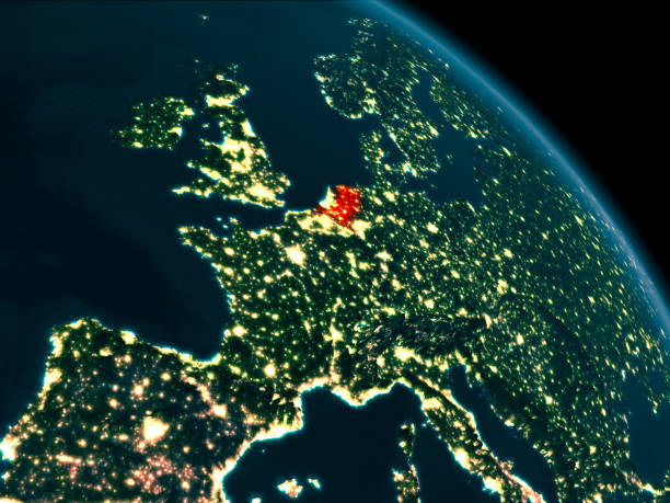 istock Night view of Netherlands on Earth 888543822