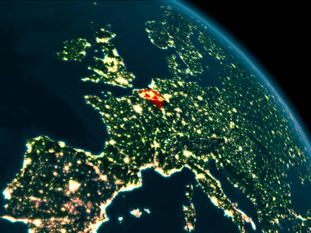 istock Night view of Belgium on Earth 888543846