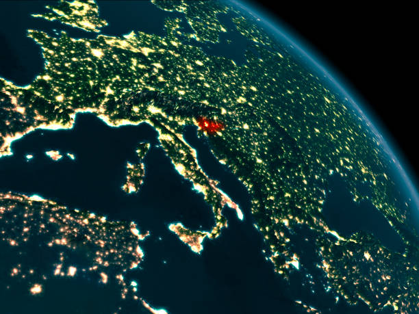 istock Night view of Slovenia on Earth 888543848