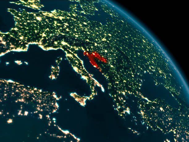 istock Night view of Croatia on Earth 888543854