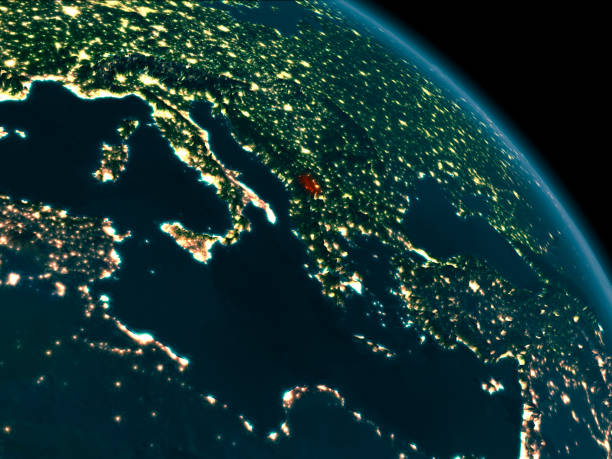 istock Night view of Kosovo on Earth 888543864