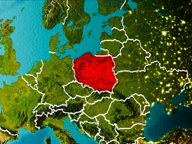 istock Map of Poland on Earth 888549100