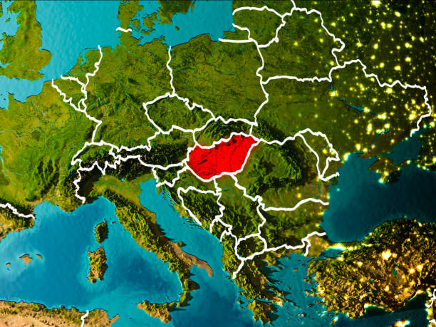 istock Map of Hungary on Earth 888549102