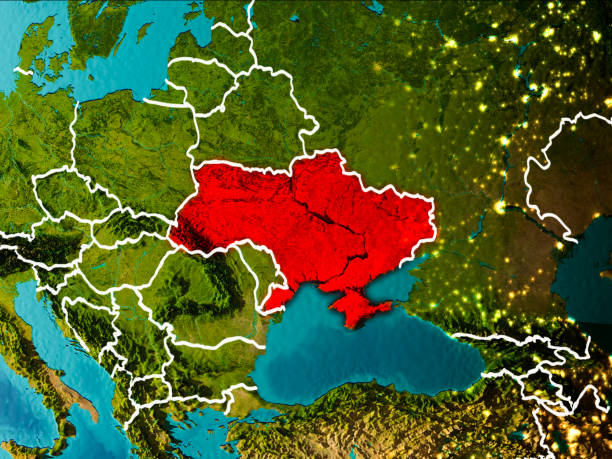 istock Map of Ukraine on Earth 888549118