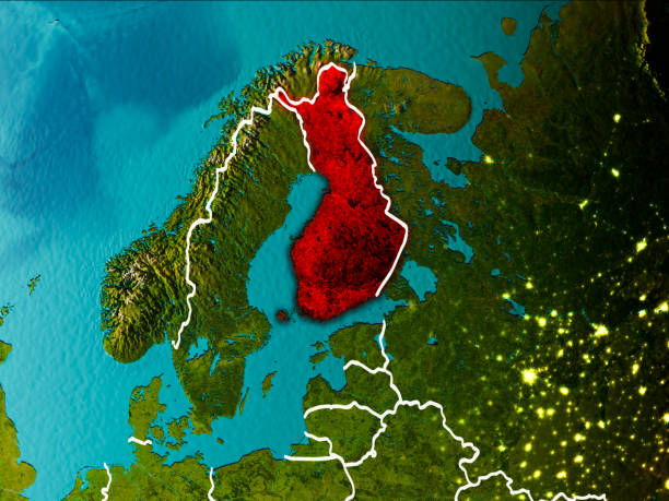 istock Map of Finland on Earth 888549132