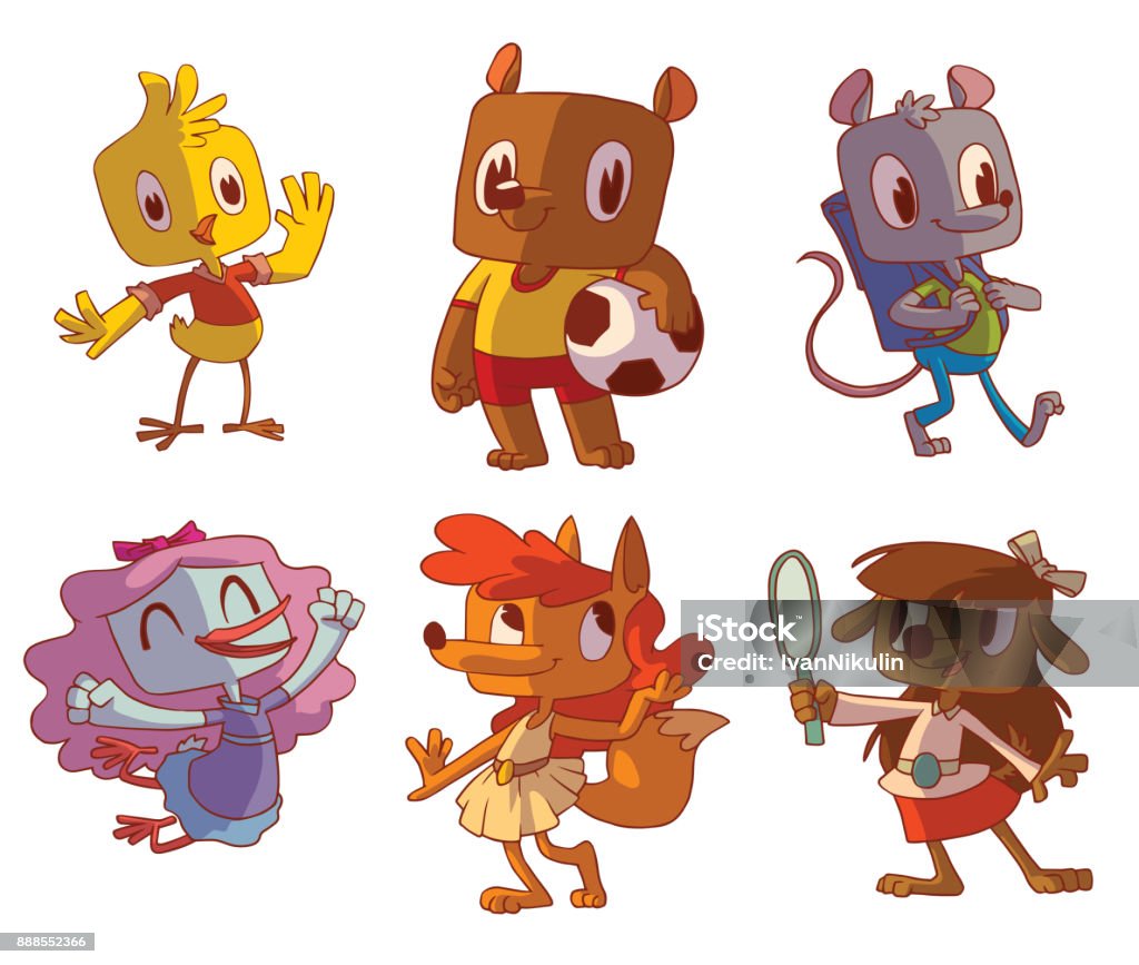 Set Of Six Funny Animals Stock Illustration - Download Image Now - Mascot,  Soccer, Soccer Ball - iStock