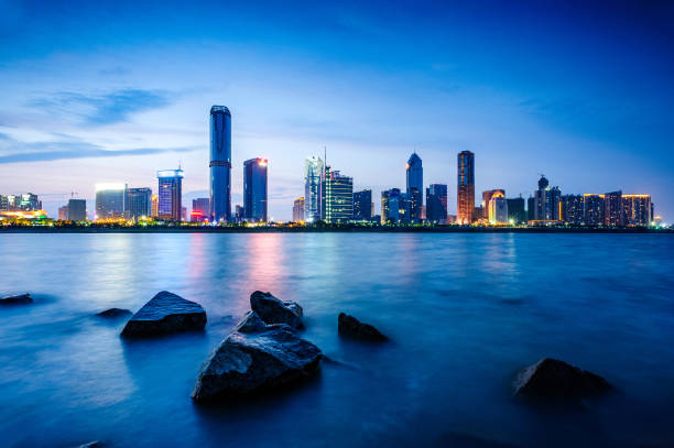 istock Night view of modern Chinese city 888560126