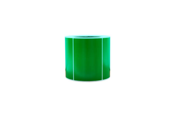 Green label roll with Clipping Path Green label roll with Clipping Path tineola stock pictures, royalty-free photos & images