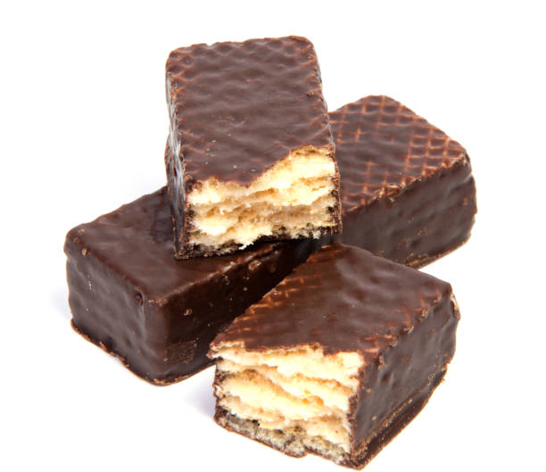 istock Chocolate wafers isolated on a white background 888592680