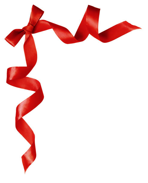 Red Silk Ribbon Bow In Corner Composition Stock Photo - Download Image Now  - Red, Ribbon - Sewing Item, Tied Bow - iStock