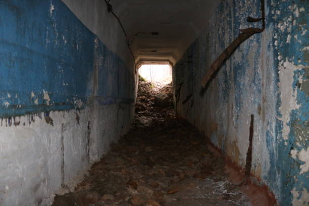 istock the old destroyed military base of missile forces after the explosions with the command post and the bomb shelter thrown in the woods 888660136