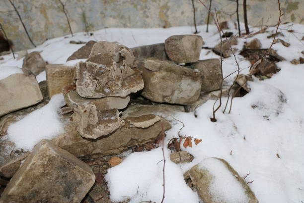 istock the old destroyed military base of missile forces after the explosions with the command post and the bomb shelter thrown in the woods 888660170