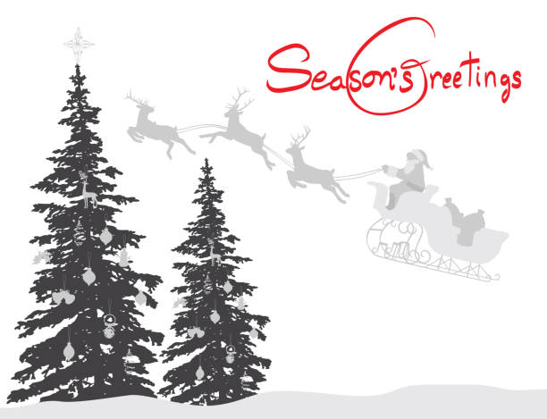 サンタそり季節のご挨拶 - christmas santa claus north pole snow点のイラスト素材／クリップアート素材／マンガ素材／アイコン素材