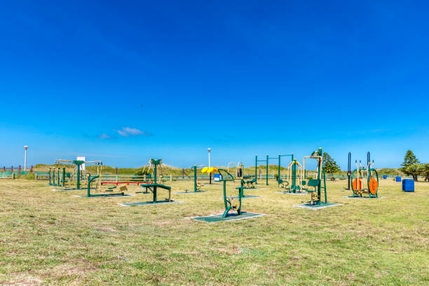 Exercising swings at the beach in Port Elizabeth, with different types of swings for various fitness effects.