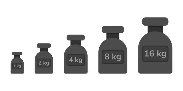 vector illustration. a set of weights for scales in the style of vector illustration. a set of weights for scales in the style of flat. calibration weights kilogram stock illustrations