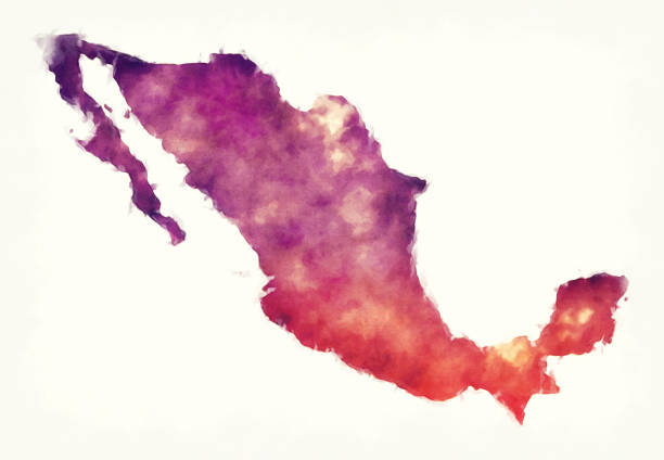 aquarell karte in mexiko vor einem weißen hintergrund - water white background splashing ideas stock-grafiken, -clipart, -cartoons und -symbole