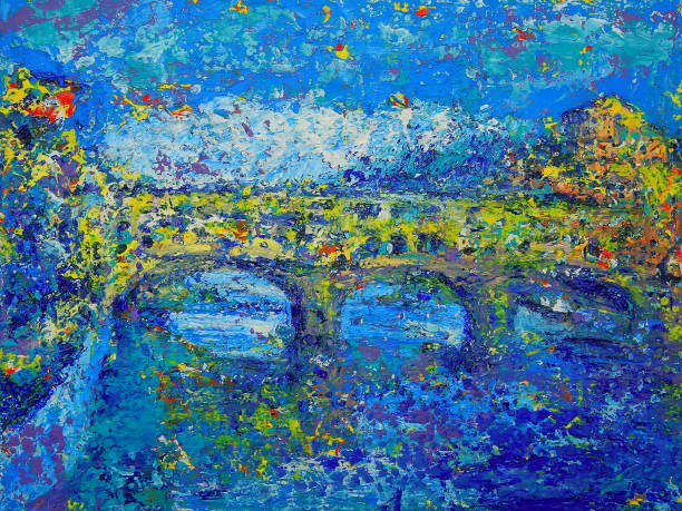 イタリア、フィレンツェのヴェッキオ橋の絵を抽象化します。 - ponte vecchio点のイラスト素材／クリップアート素材／マンガ素材／アイコン素材