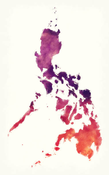 philippinen aquarell karte vor einem weißen hintergrund - water white background splashing ideas stock-grafiken, -clipart, -cartoons und -symbole