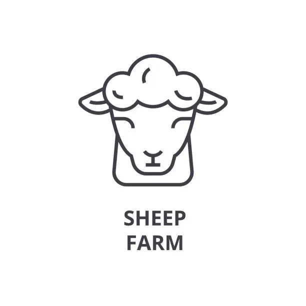 Vector illustration of sheep farm line icon, outline sign, linear symbol, vector, flat illustration