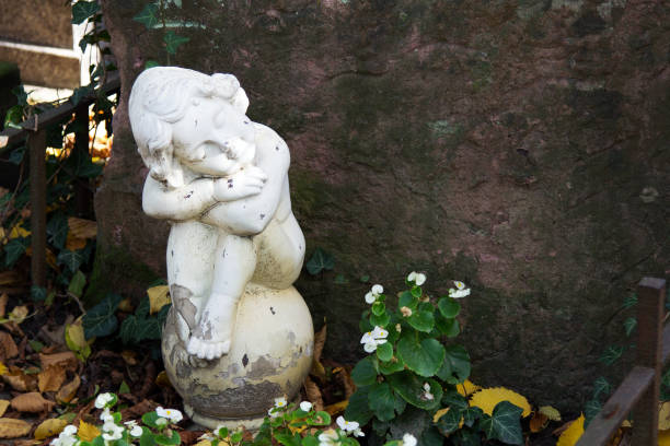 istock Angel statue at cementery. Relogious symbol, copy space 888717628