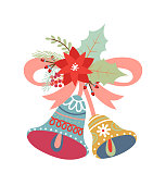 istock Christmas bells with pink bow 888718102