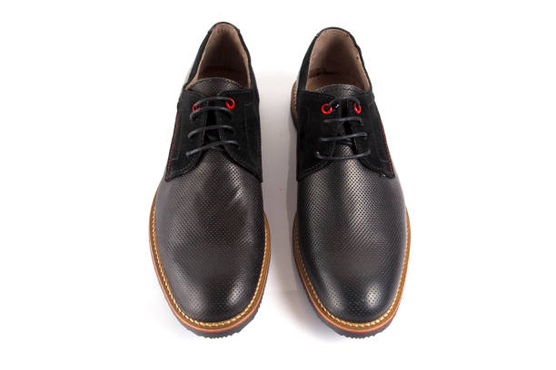 istock Male black leather shoe on white background. 888723950
