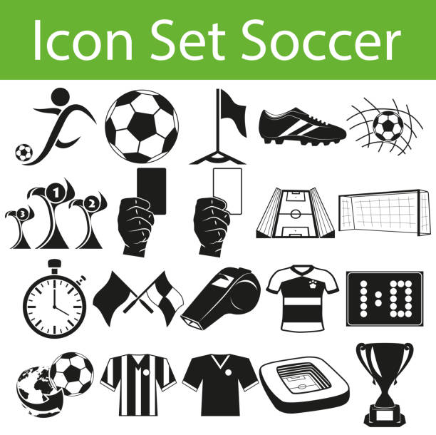 stockillustraties, clipart, cartoons en iconen met pictogram set voetbal - gele kaart illustraties