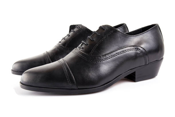 istock Male black leather shoe on white background. 888739314