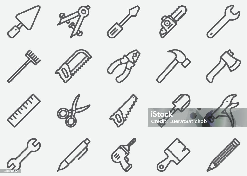 Tools Line Icons Icon Symbol stock vector