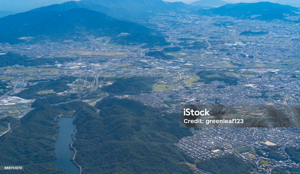 bird eye view of Fukuoka cityscape 2017 Stock Photo