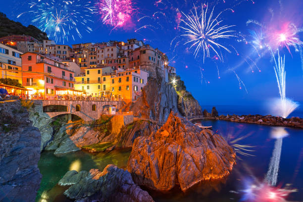 istock New Years firework display in Manarola town 888756940