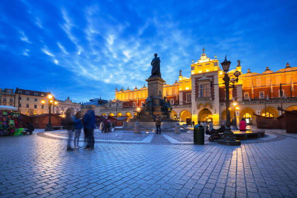 istock The Krakow Cloth Hall on the Main Square at night 888759564