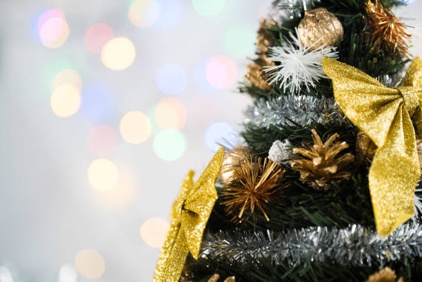 istock Christmas decoration. Bright background with bokeh lights 888772044