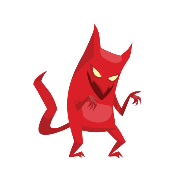 Funny Red Devil Standing And Smiling Stock Illustration - Download Image  Now - Devil, Animal, Animal Body Part - iStock